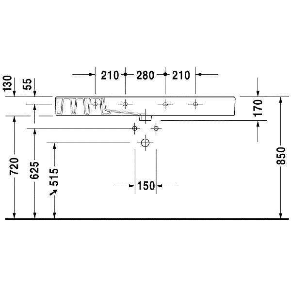 Раковина для мебели Duravit Vero 0329120000 125x49
