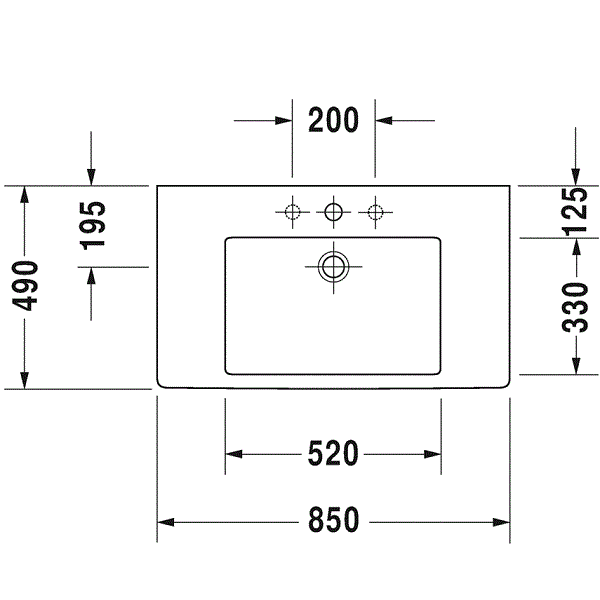 Раковина для мебели Duravit Vero 0329850041 85x49