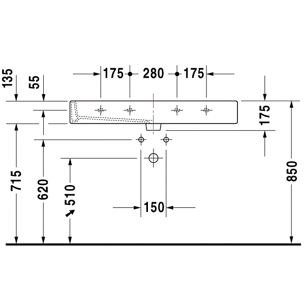Раковина для мебели Duravit Vero 0454100070 100x47