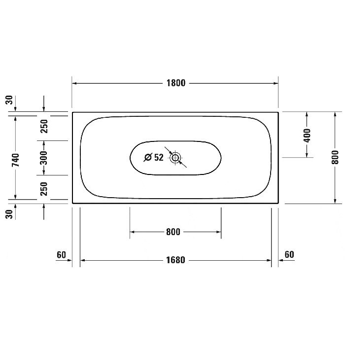 Ванна отдельностоящая Duravit XViu 700443000B10000 180x80