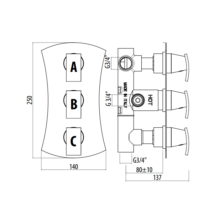 Смеситель для душа Gattoni Termostatici TS994/41C0cr