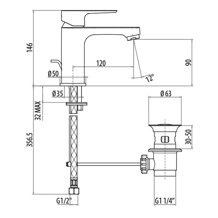 Смеситель для раковины Gattoni H2Omix3000 3045/30C0cr