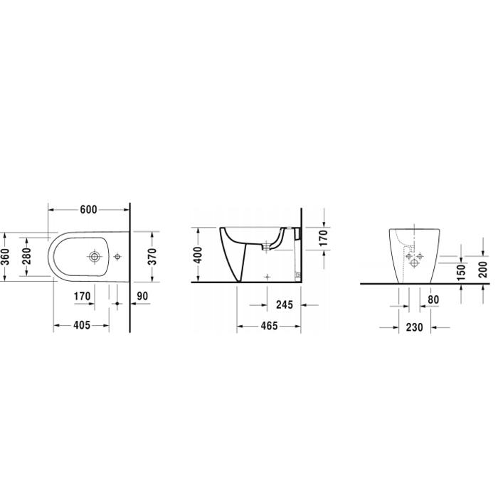 Биде напольное Duravit ME by Starck 2289100000 60x37
