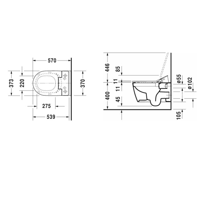 Унитаз подвесной Duravit ME by Starck 2529590000 57x37