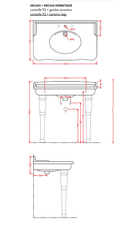 Ноги для раковины Artceram Hermitage HEC003 01 00/ EE15 bi