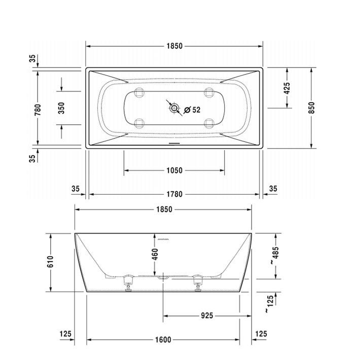 Ванна отдельностоящая Duravit DuraSquare 700430000000000 185x85
