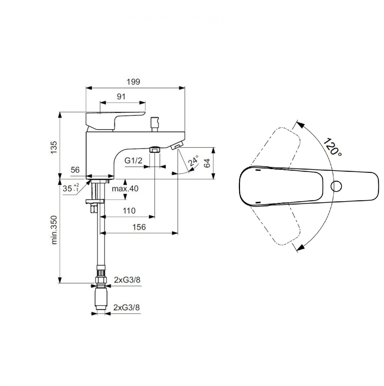 Смеситель для ванны/душа Ideal Standard Ceraplan III B0769AA