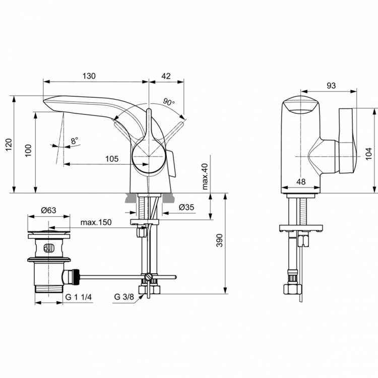 Смеситель для раковины Ideal Standard Melange A6117AA