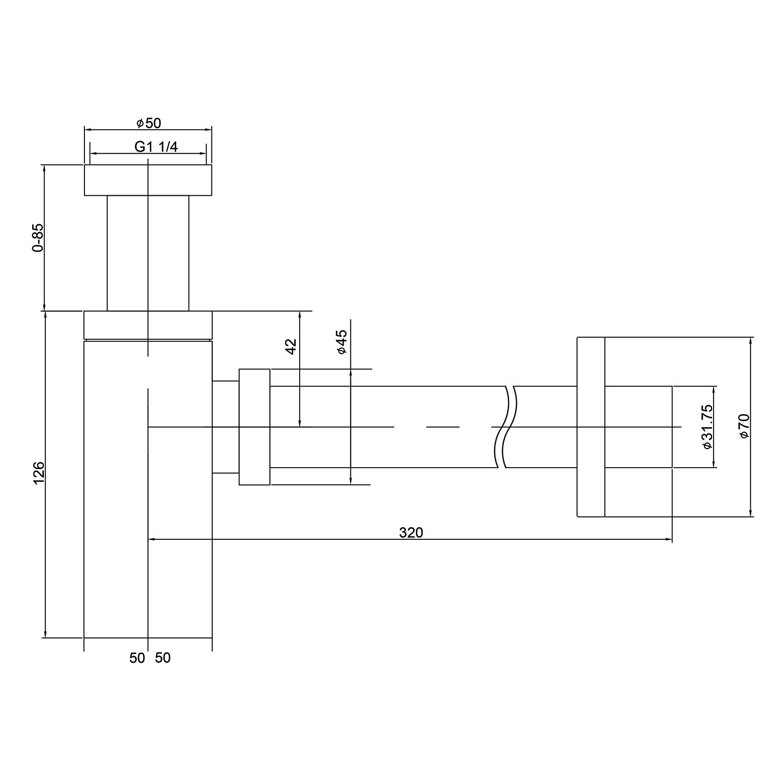 Сифон для раковины Timo 958/17L (золото матовое)