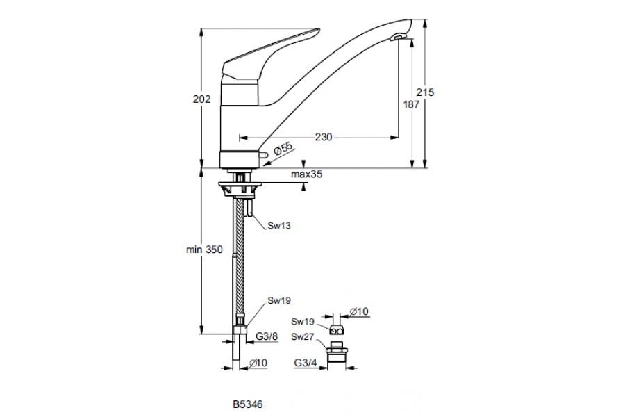 Смеситель для кухни Ideal Standard Cerasprint B5346AA