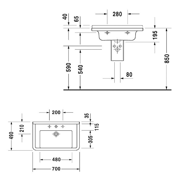 Раковина для мебели Duravit Starck 3 0304700000 70x49