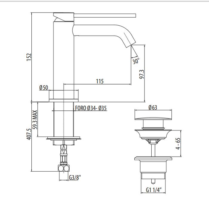 Смеситель для раковины Gattoni Circle Two Nero Opaco 9142/91NO