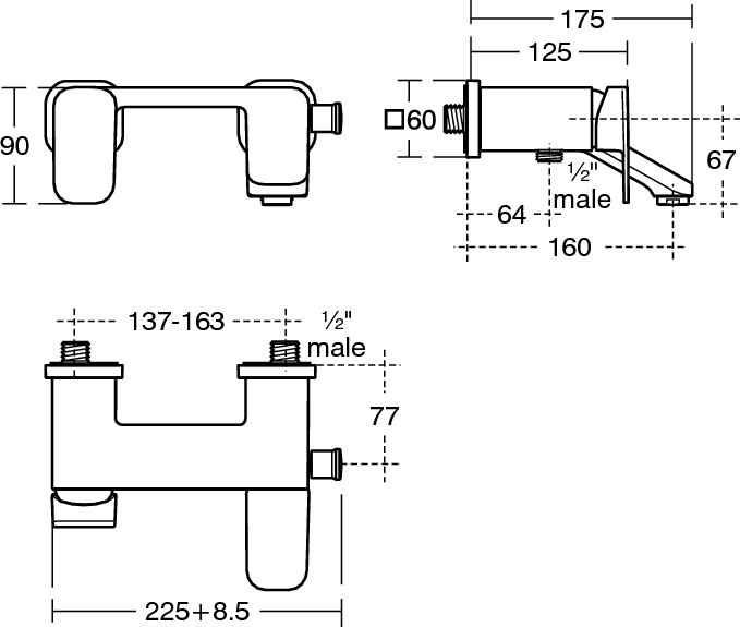 Смеситель для ванны и душа Ideal Standard Tonic II A6338AA