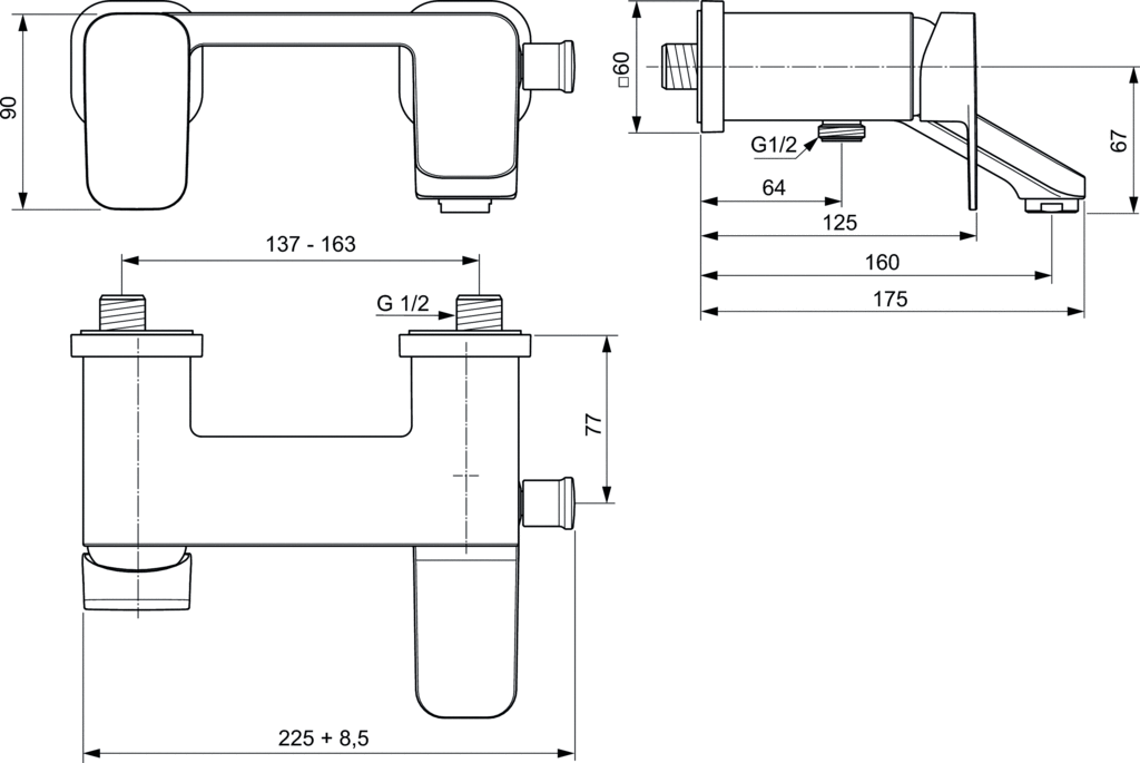 Смеситель для ванны и душа Ideal Standard Tonic II A6338AA