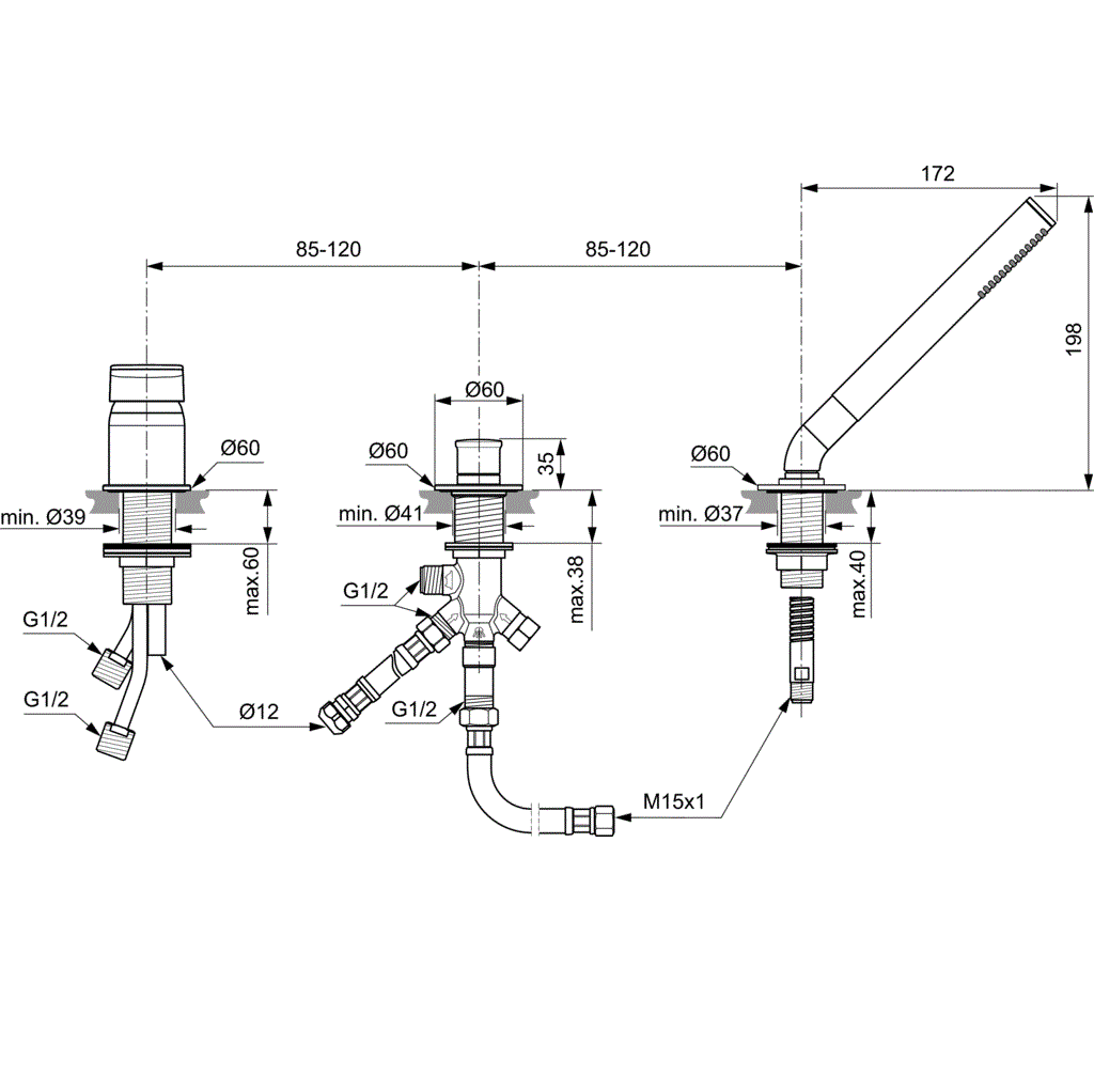 Смеситель для ванны и душа Ideal Standard Tonic II A6349AA