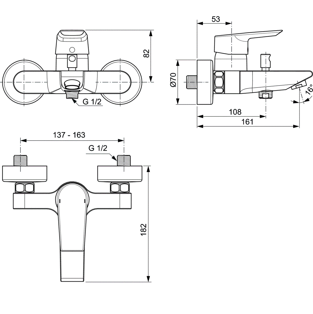Смеситель для ванны/душа Ideal Standard Tesi A6583AA
