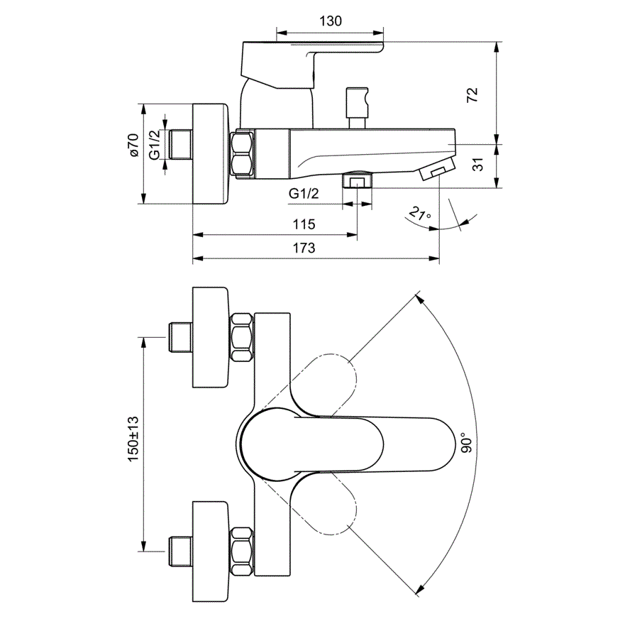 Смеситель для ванны/душа Ideal Standard Vito B0412AA
