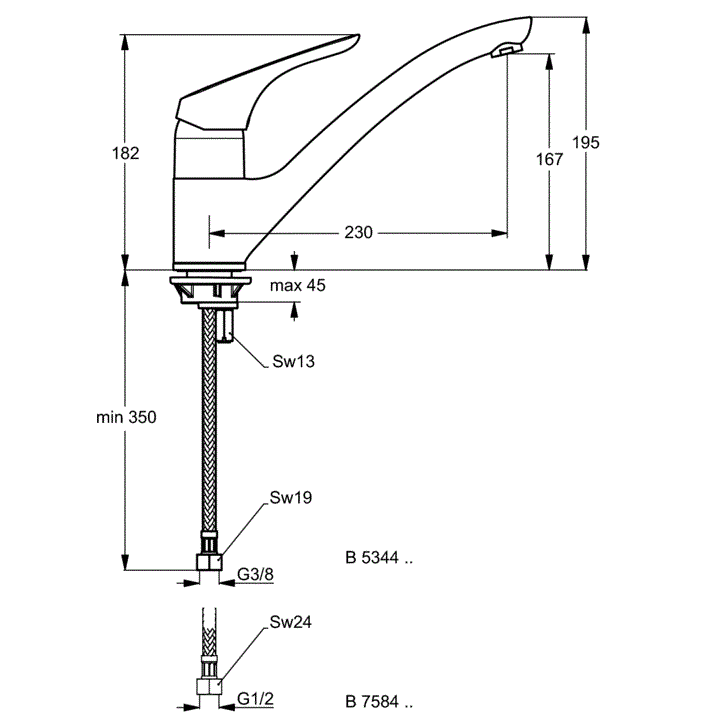 Смеситель для кухни Ideal Standard Cerasprint B5344AA