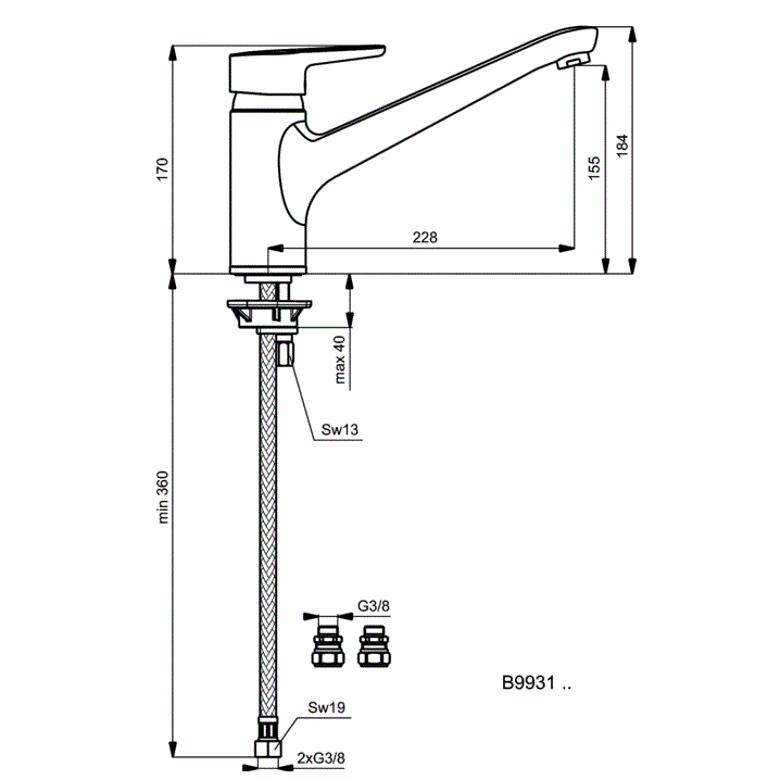 Смеситель для кухни Ideal Standard Connect Blue B9931AA
