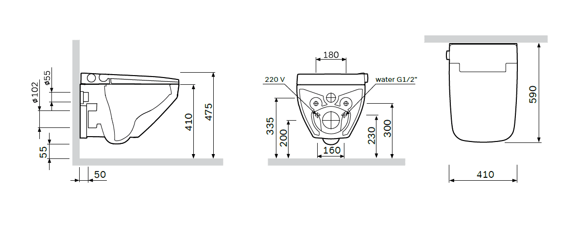 Унитаз подвесной с электронным биде TouchReel AM.PM Inspire V2.0 TouchReel CCC50A1700SC 59x41