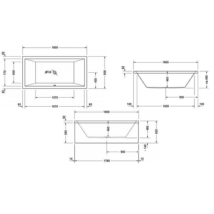Ванна встраиваемая Duravit Starck 700052000000000 180x90