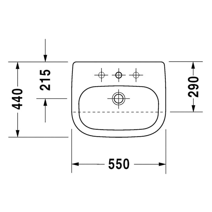 Раковина полувстраиваемая Duravit D-Code 0339550000 55x44
