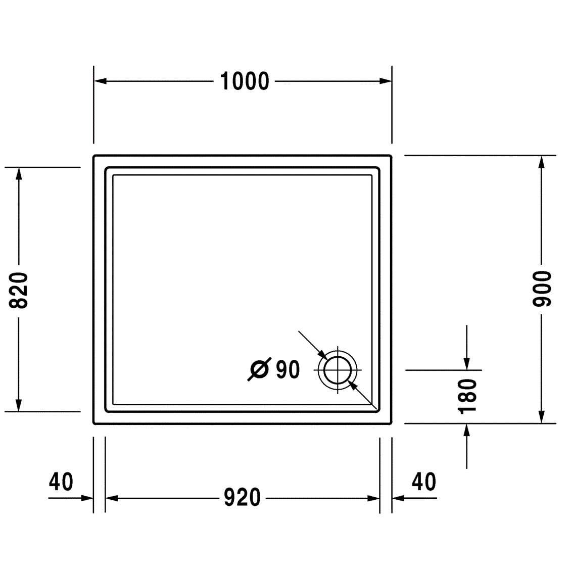 Душевой поддон Duravit Slimline 720120000000000 90x100