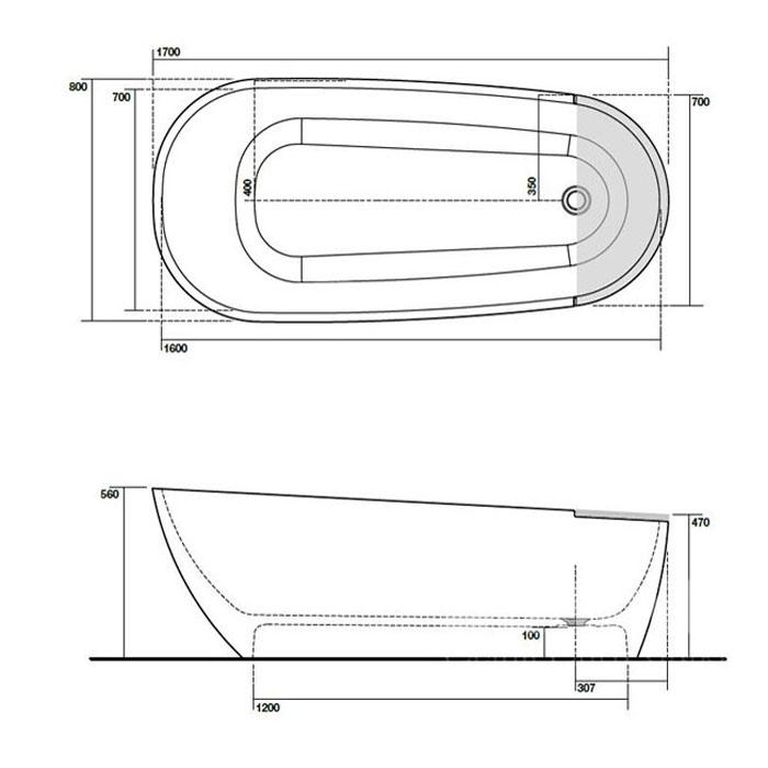 Ванна отдельностоящая Kerasan Aquatech 375001 170х70
