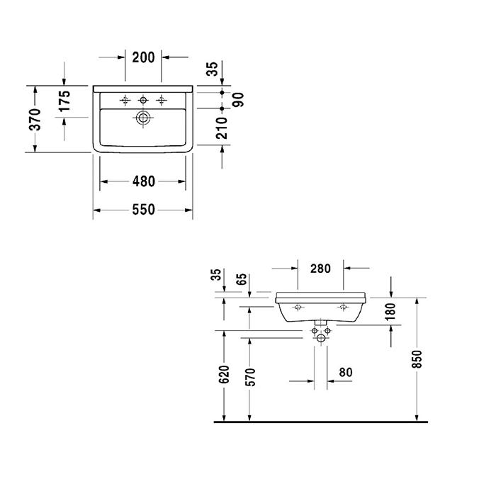 Раковина подвесная Duravit Starck 3 0301600000 65x37