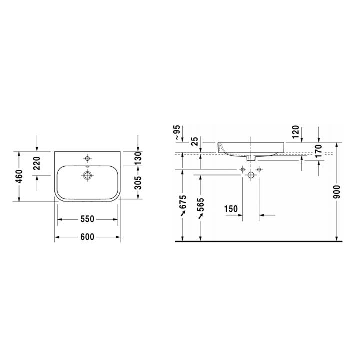 Раковина встраиваемая Duravit Happy D.2 2315600000 65x46
