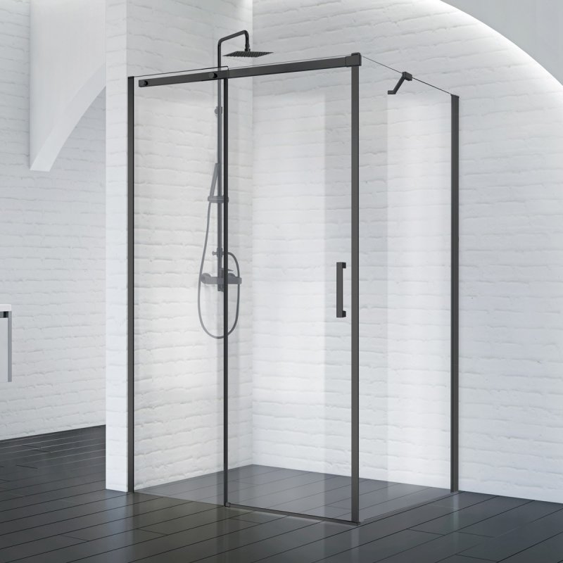 Душевой уголок BelBagno Acqua ACQUA-AH-1-140/90-C-NERO 140x90