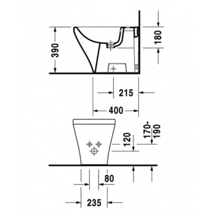 Биде напольное Duravit DuraStyle 2284100000 57x37