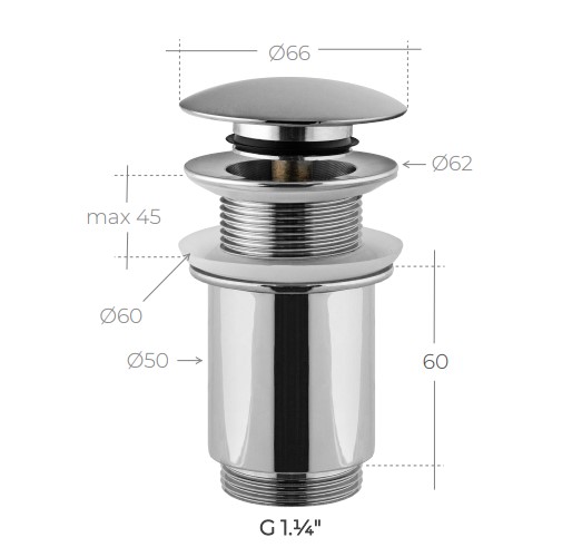 Донный клапан Remer 904CC114NO (черный матовый), без перелива