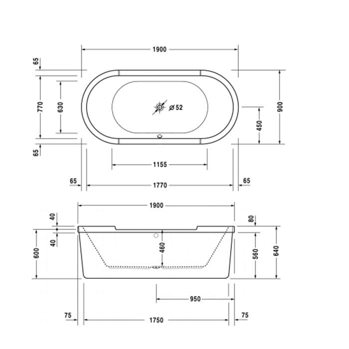 Ванна отдельностоящая Duravit Starck 700012000000000 190x90