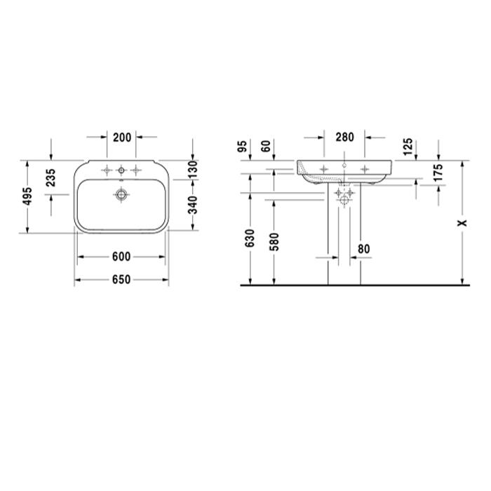 Раковина подвесная Duravit Happy D.2 2316650000 65x50