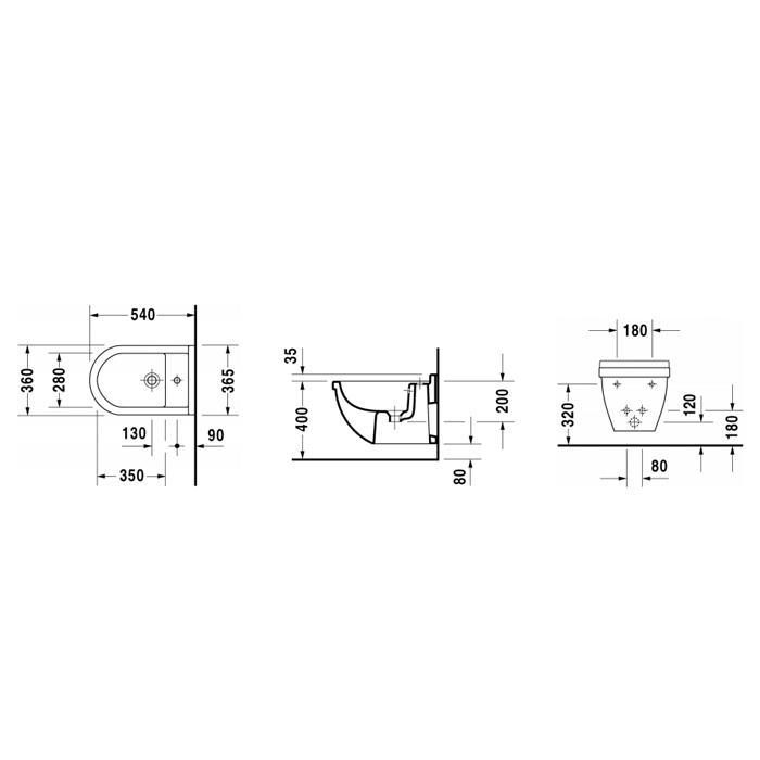 Биде подвесное Duravit Starck 3 2230150000 54x36