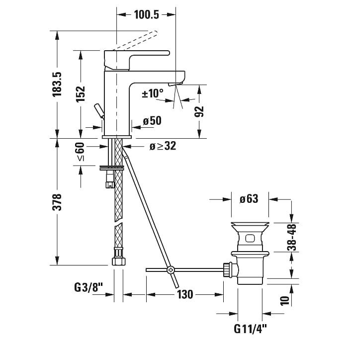 Смеситель для раковины Duravit B.2 B21010001010