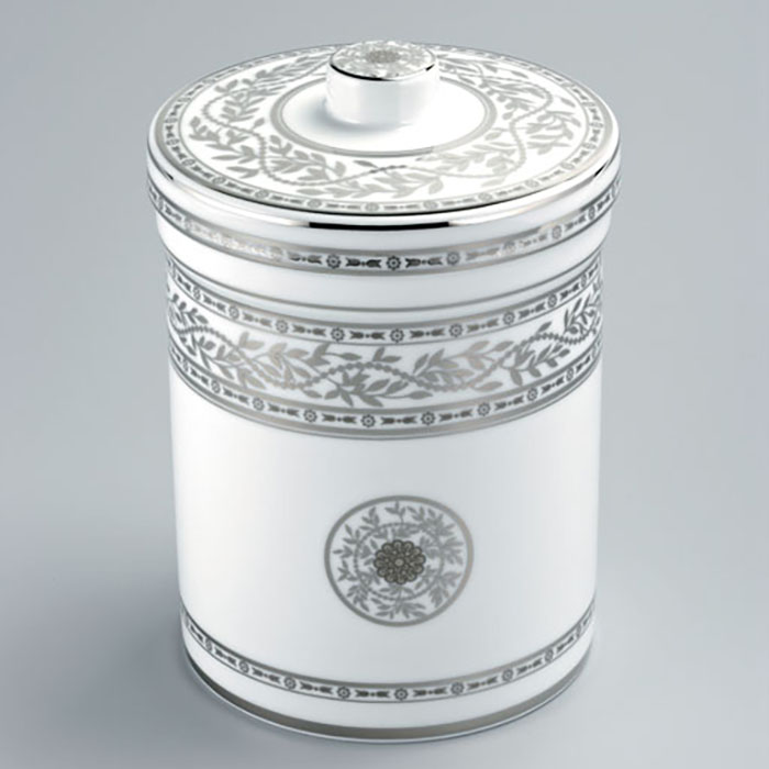 Банка фарфоровая с крышкой настольная Marquise platinum decor A7G-A02-4611 (белый, платина)