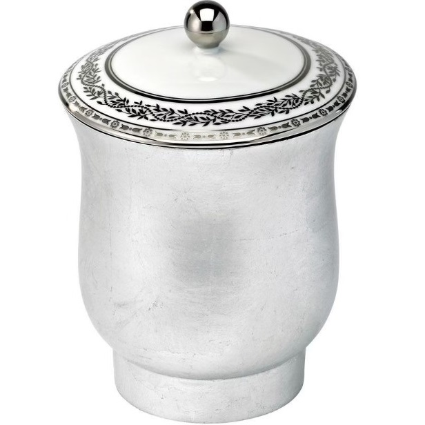 Банка лакированная с фарфоровой крышкой Marquise platinum decor A7G-A02-4621 (белый, платина)