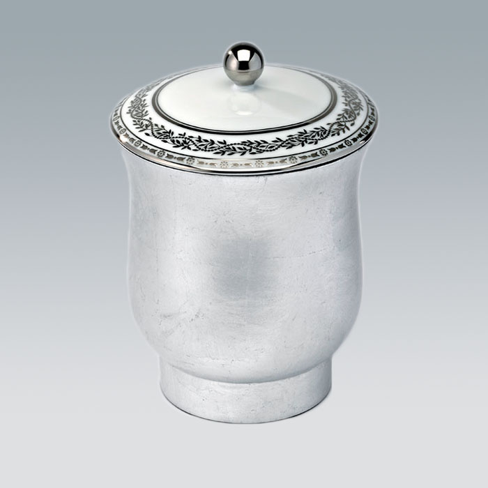 Банка лакированная с фарфоровой крышкой Marquise platinum decor A7G-A02-4621 (белый, платина)