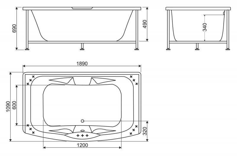 Ванна пристенная BelBagno BB105-190-110 189x109