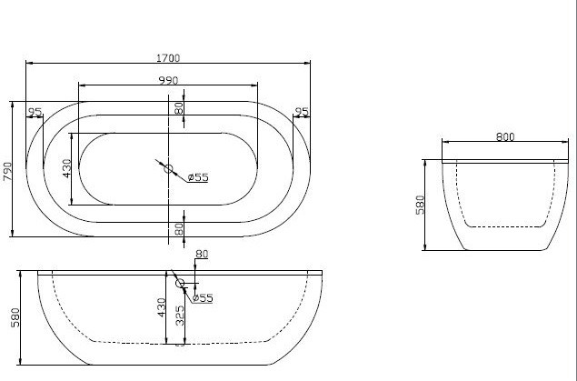 Ванна отдельностоящая BelBagno BB13-1700 170x79