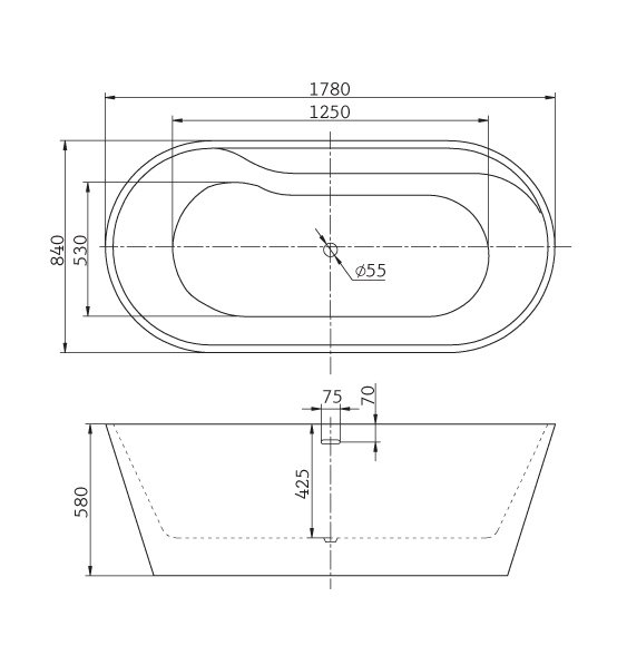 Ванна отдельностоящая BelBagno BB14 178x84