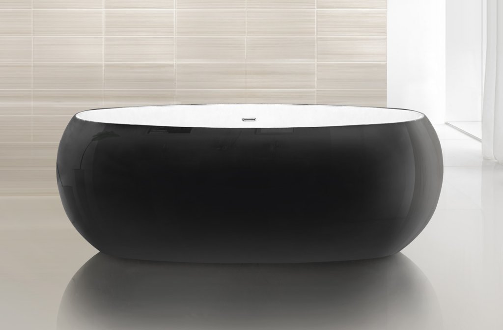 Ванна отдельностоящая BelBagno BB18-NERO/BIA 180x90