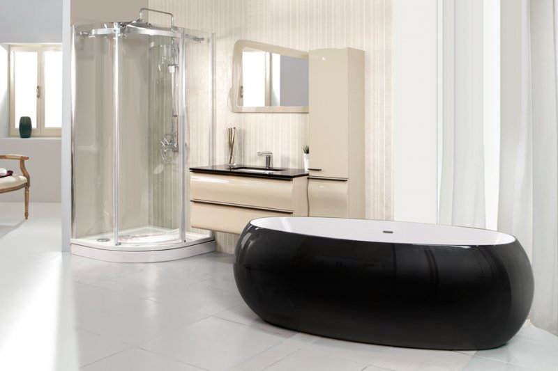 Ванна отдельностоящая BelBagno BB18-NERO/BIA 180x90
