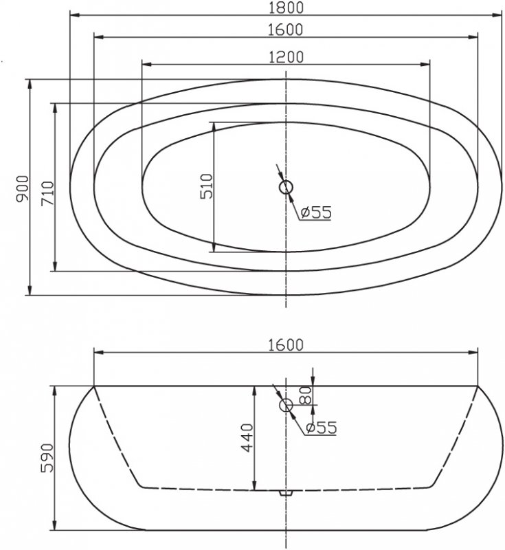 Ванна отдельностоящая BelBagno BB18 180x90