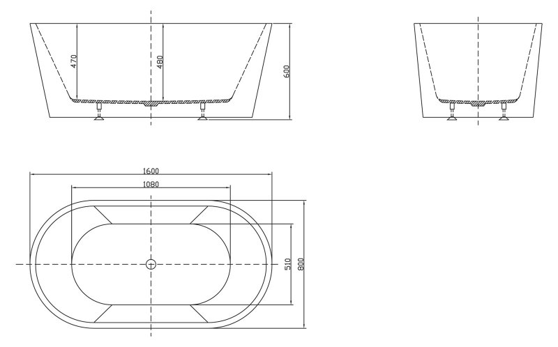 Ванна отдельностоящая BelBagno BB202-1600-800 160x80