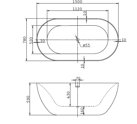 Ванна отдельностоящая BelBagno BB27 150x78