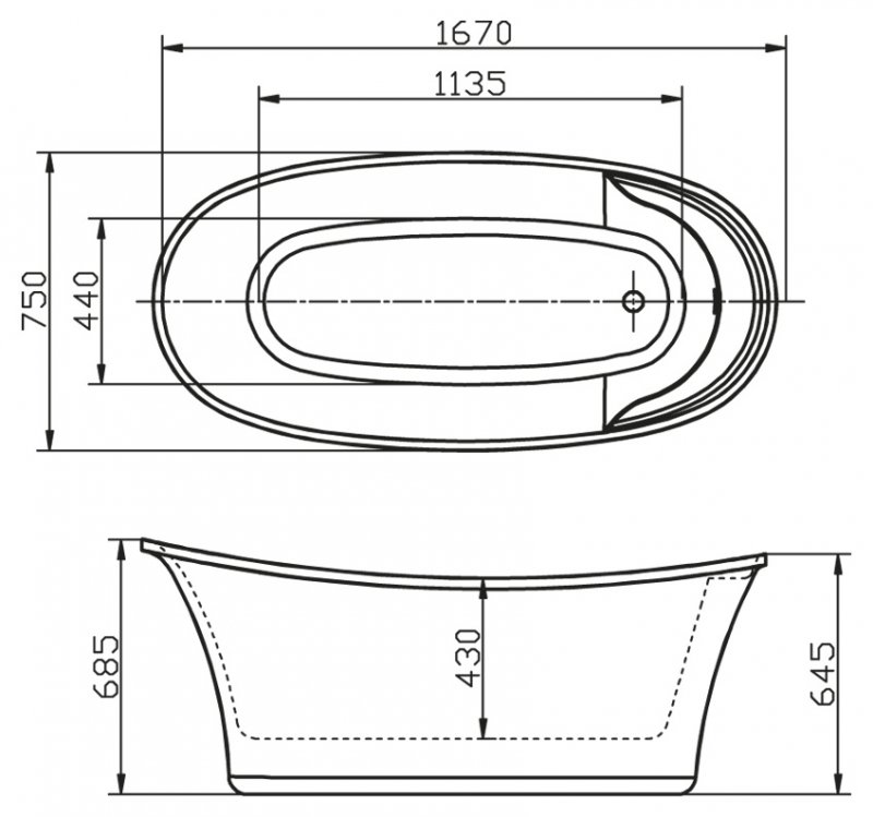 Ванна отдельностоящая BelBagno BB302 167x75