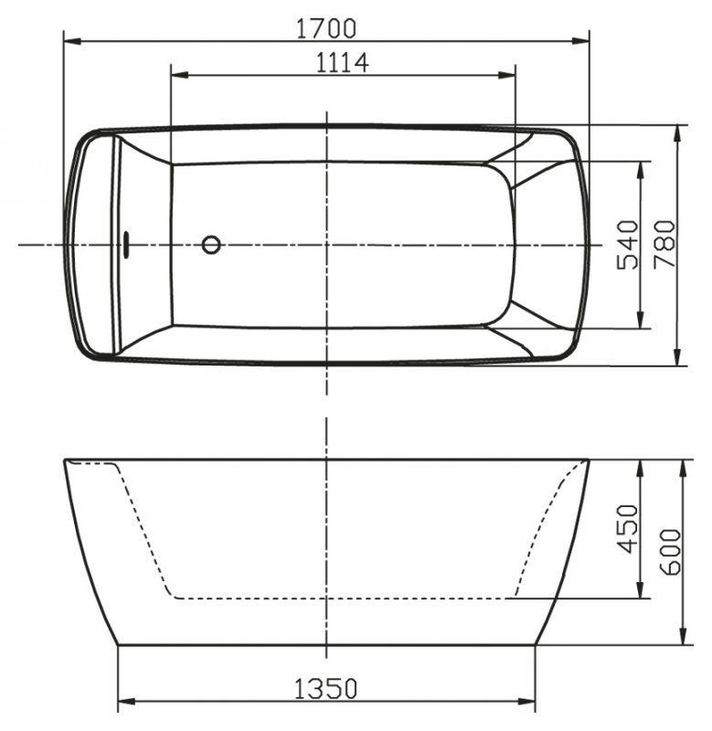 Ванна отдельностоящая BelBagno BB304 170x78